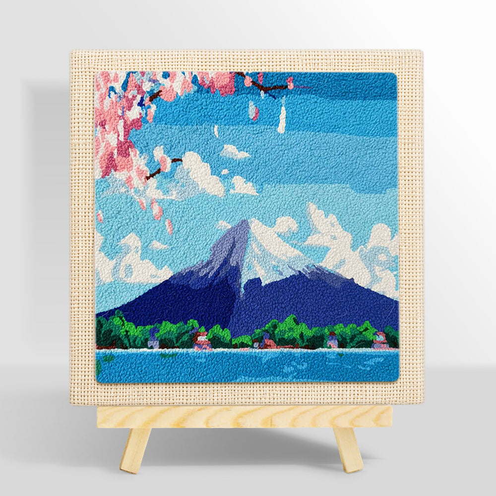 Mount fuji under the blue sky punch needle kit for beginners
