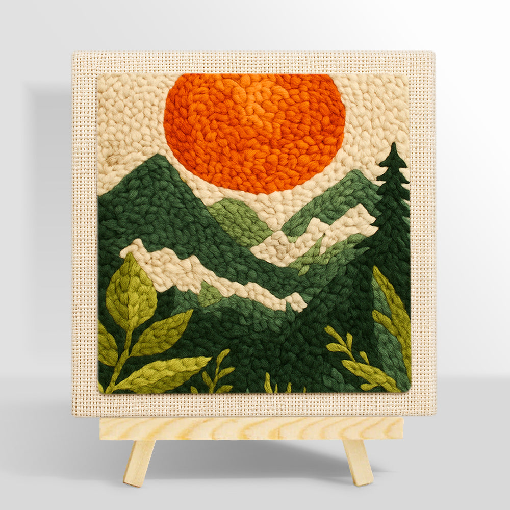 Mountain view and sunset punch needle kit for beginners