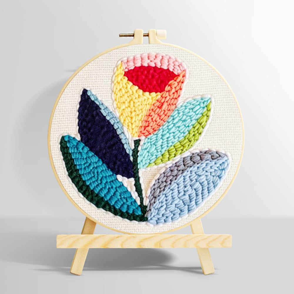 Multicoloured tulip punch needle kit for beginners