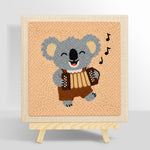 Musical koala playing accordion punch needle kit for beginners