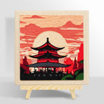 Mystical eastern temple at dusk punch needle kit for beginners