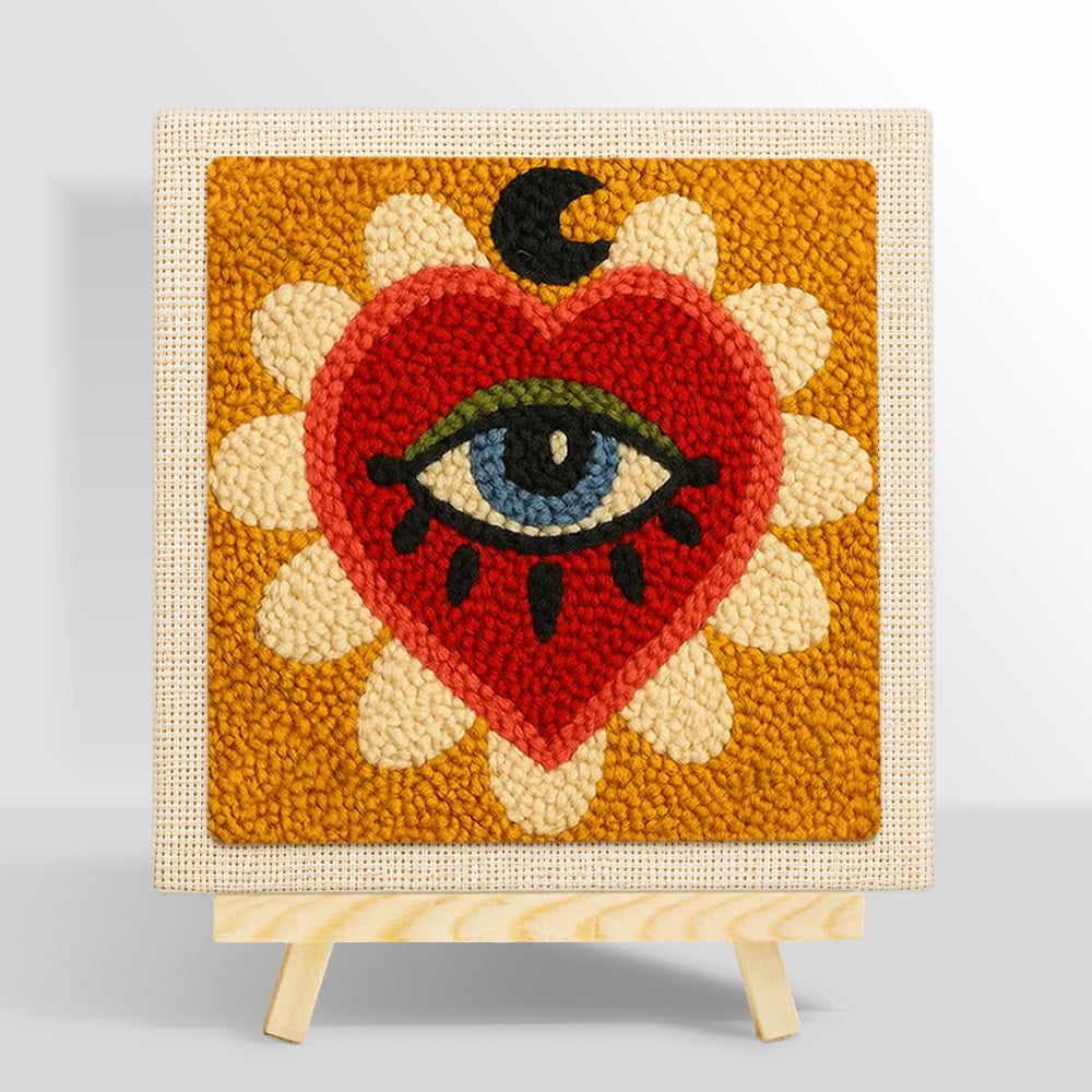 Mystical evil eye heart punch needle kit for beginners