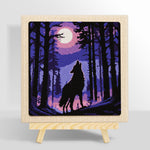 Mystical wolf howling at the moon punch needle kit for beginners