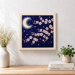 Finished night sky cherry blossom artwork displayed on a wall