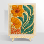 Orange flowers with giant leaves punch needle kit for beginners
