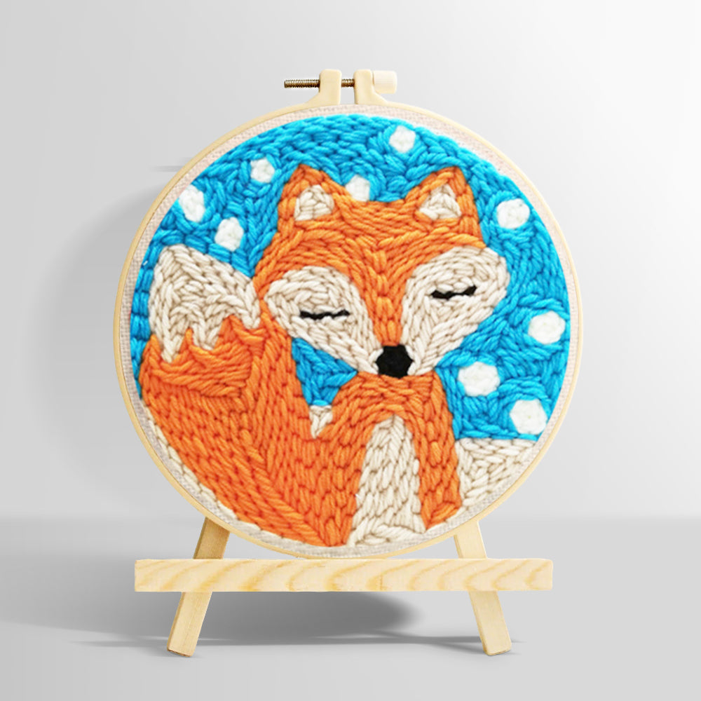 Orange fox punch needle kit for beginners