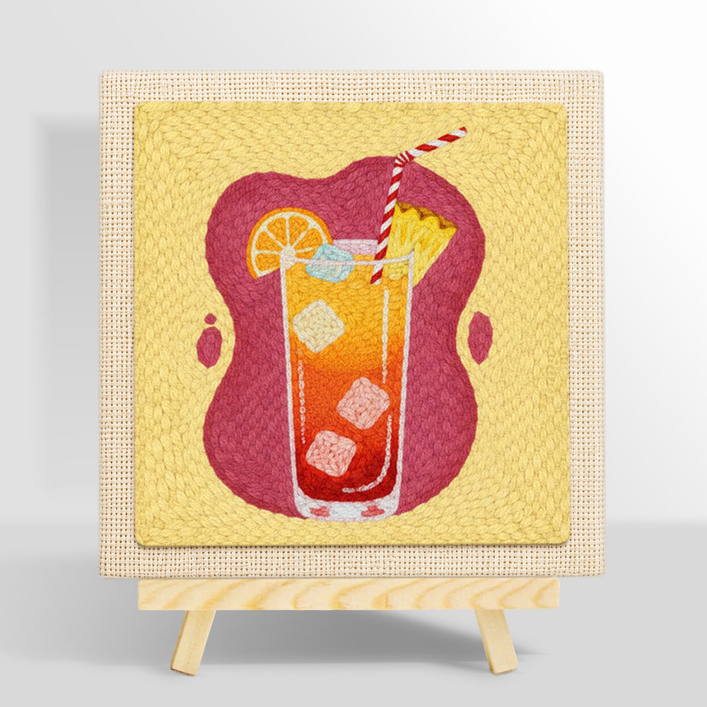Orange gradient summer drink punch needle kit for beginners
