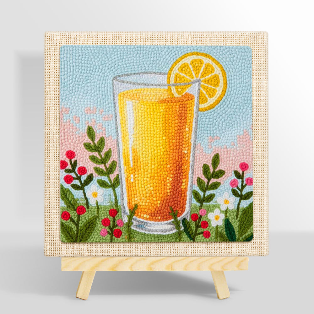 Orange juice and some wildflowers punch needle kit for beginners