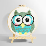 Owl with glasses punch needle kit for beginners