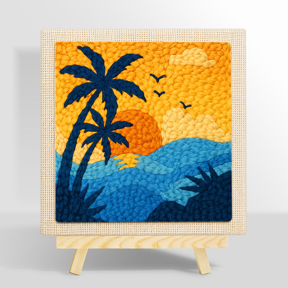 Palm tree and ocean punch needle kit for beginners