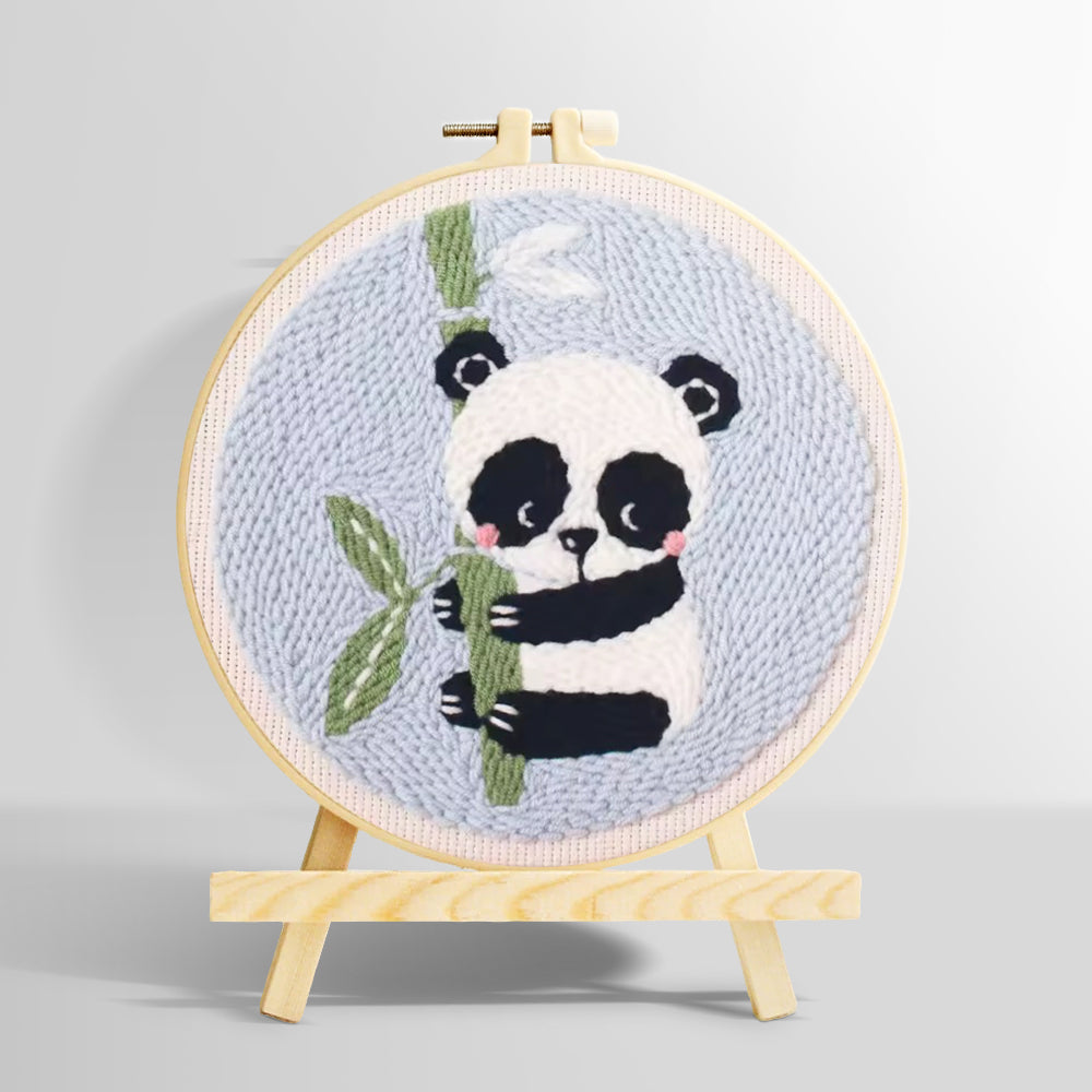Panda and bamboo punch needle kit for beginners