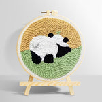 Panda in the meadow punch needle kit for beginners