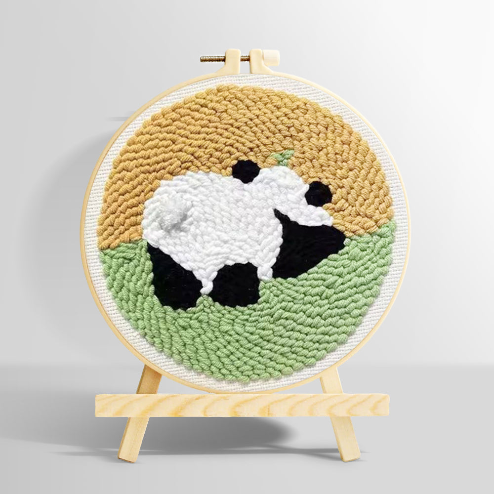 Panda in the meadow punch needle kit for beginners