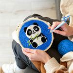 Creating handmade panda with bamboo punch needle artwork