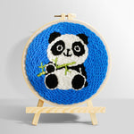 Panda with bamboo punch needle kit for beginners