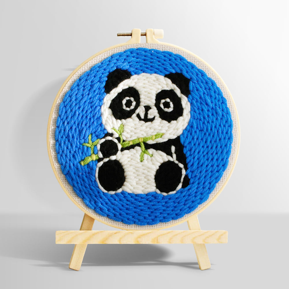 Panda with bamboo punch needle kit for beginners