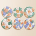 Pastel geometric patterns punch needle coaster kit finished handmade coasters
