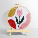 Pastel pink tulip punch needle kit for beginners