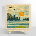 Peaceful lakeside morning punch needle kit for beginners