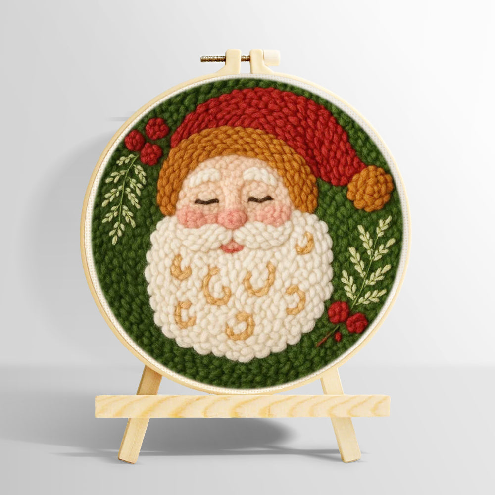 Peaceful santa claus portrait punch needle kit for beginners