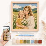 Personalised family photo punch needle kit turned into a handmade portrait craft project