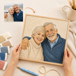 Personalised memory photo punch needle kit for creating a handmade keepsake from a special couple photo