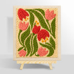 Pink and red bell flowers punch needle kit for beginners