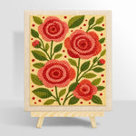 Pink and red rose flowers punch needle kit for beginners