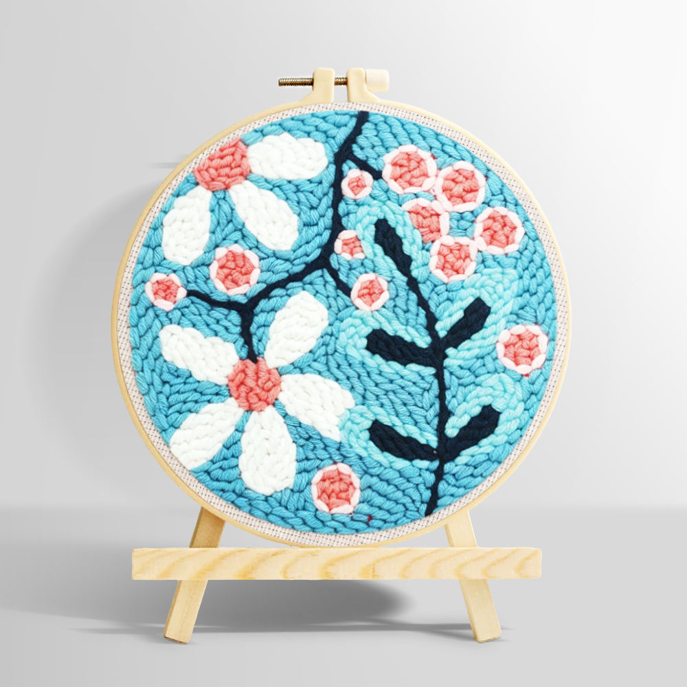 Pink and white sakura punch needle kit for beginners