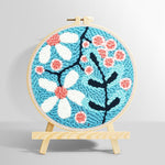 Pink and white sakura punch needle kit for beginners