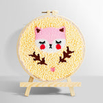 Pink baby fox punch needle kit for beginners