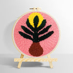 Pink background botanical vase punch needle kit for beginners