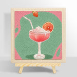 Pink cocktail with grapefruit punch needle kit for beginners