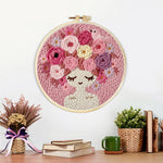 Finished pink floral crown girl artwork displayed on a wall