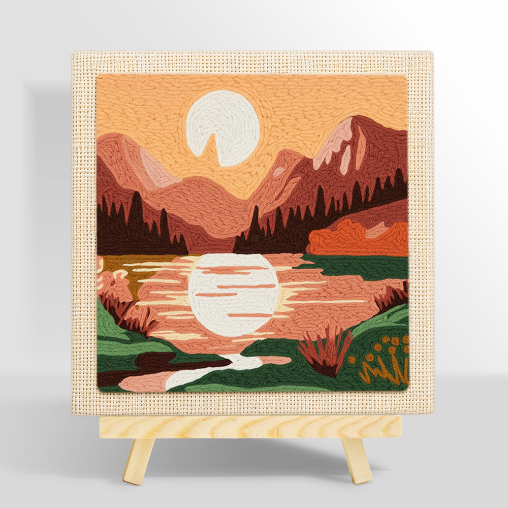 Pink mountain sunrise punch needle kit for beginners