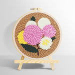 Pink, yellow and white balloon cluster punch needle kit for beginners