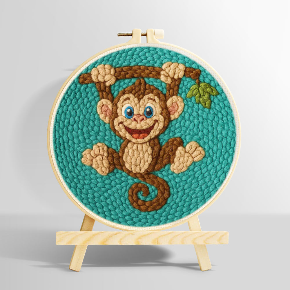 Playful little monkey punch needle kit for beginners