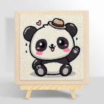 Playful waving panda punch needle kit for beginners
