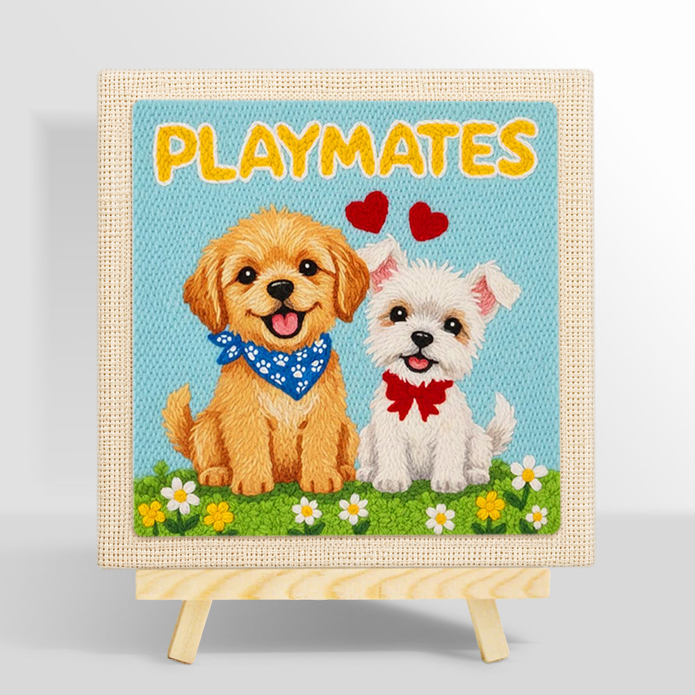"PLAYMATES" puppy punch needle kit for beginners