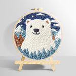 Polar bear in mountain forest punch needle kit for beginners
