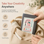 Portable embroidery stitch book designed for easy carrying and creative stitching anywhere.