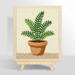 Potted green fern punch needle kit for beginners