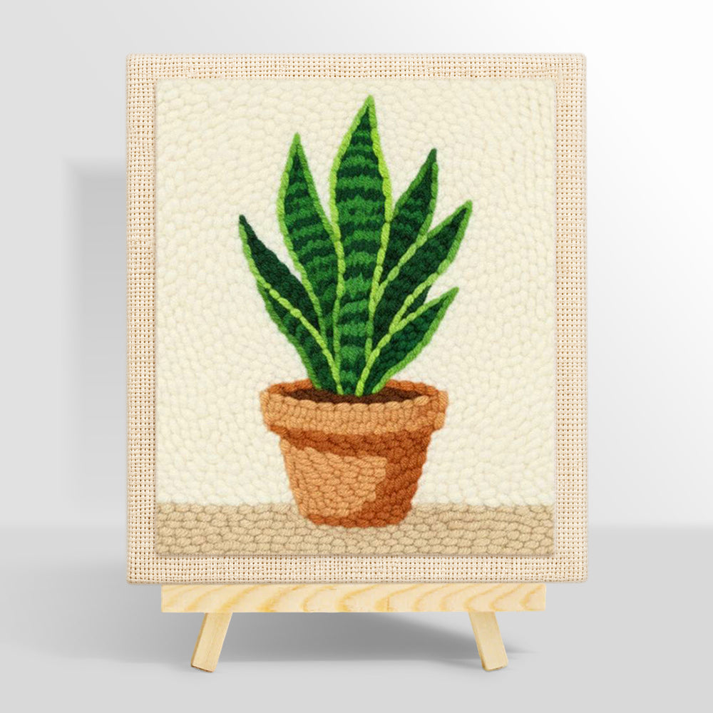 Potted snake plant punch needle kit for beginners
