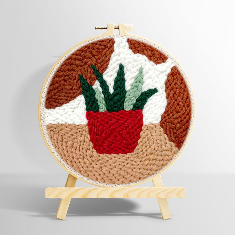 Potted succulent punch needle kit for beginners