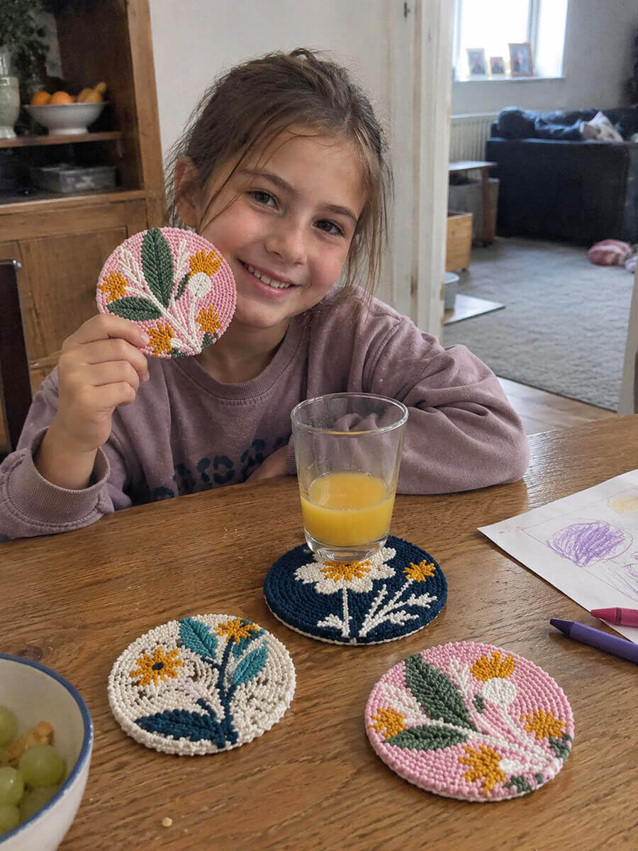 Punch Needle Coasters Kit Customer Photo