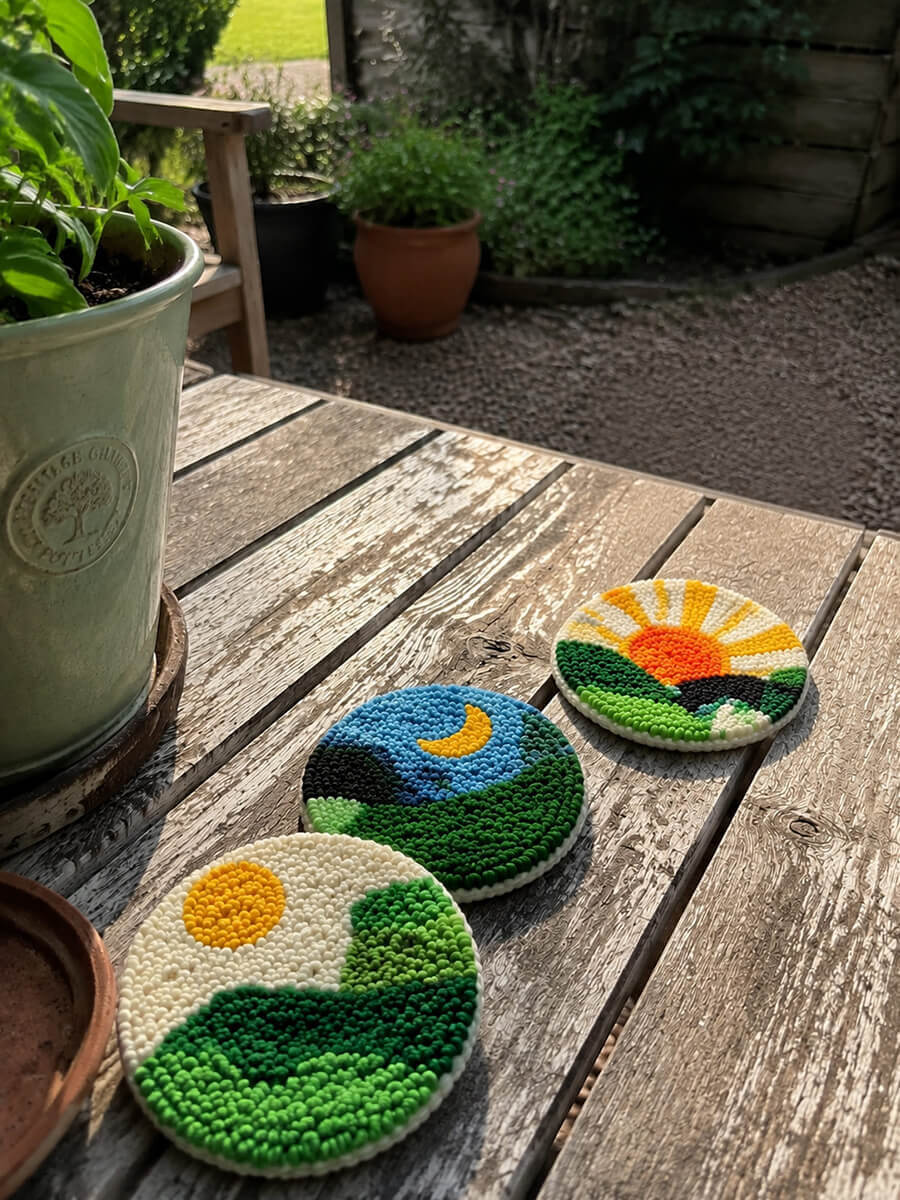 Punch Needle Coasters Kit Customer Photo