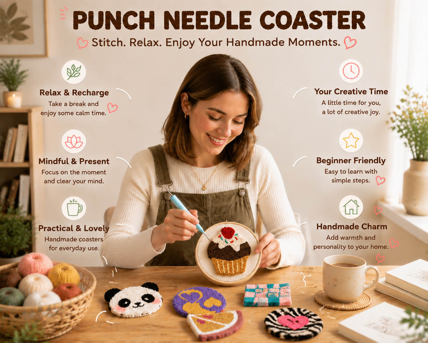 Punch Needle Coasters Kit Feature