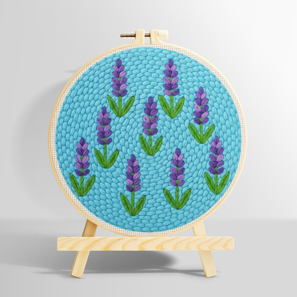 Purple lavender pattern punch needle kit for beginners