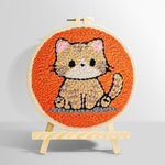 Quiet little orange cat punch needle kit for beginners