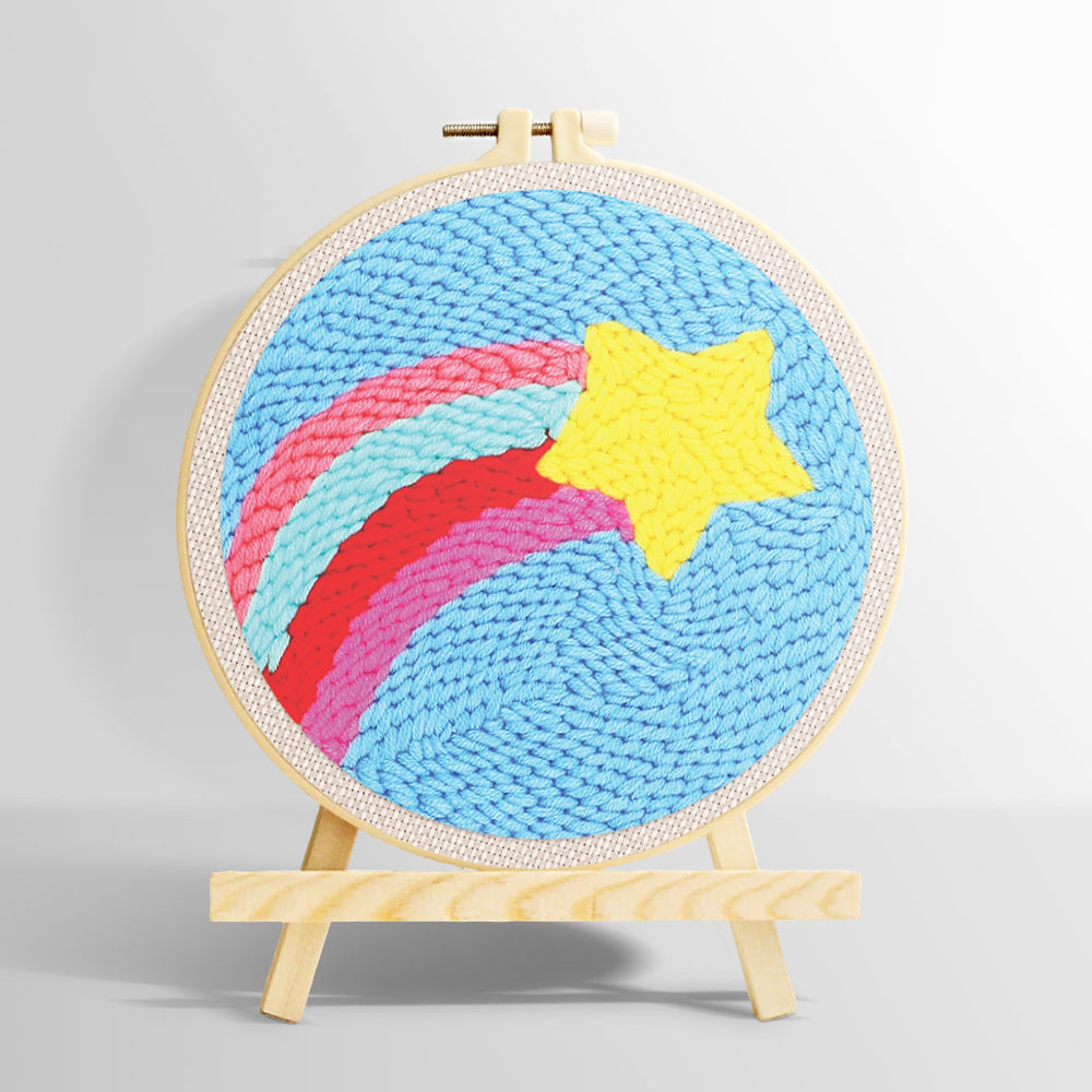 Rainbow arcs and star punch needle kit for beginners